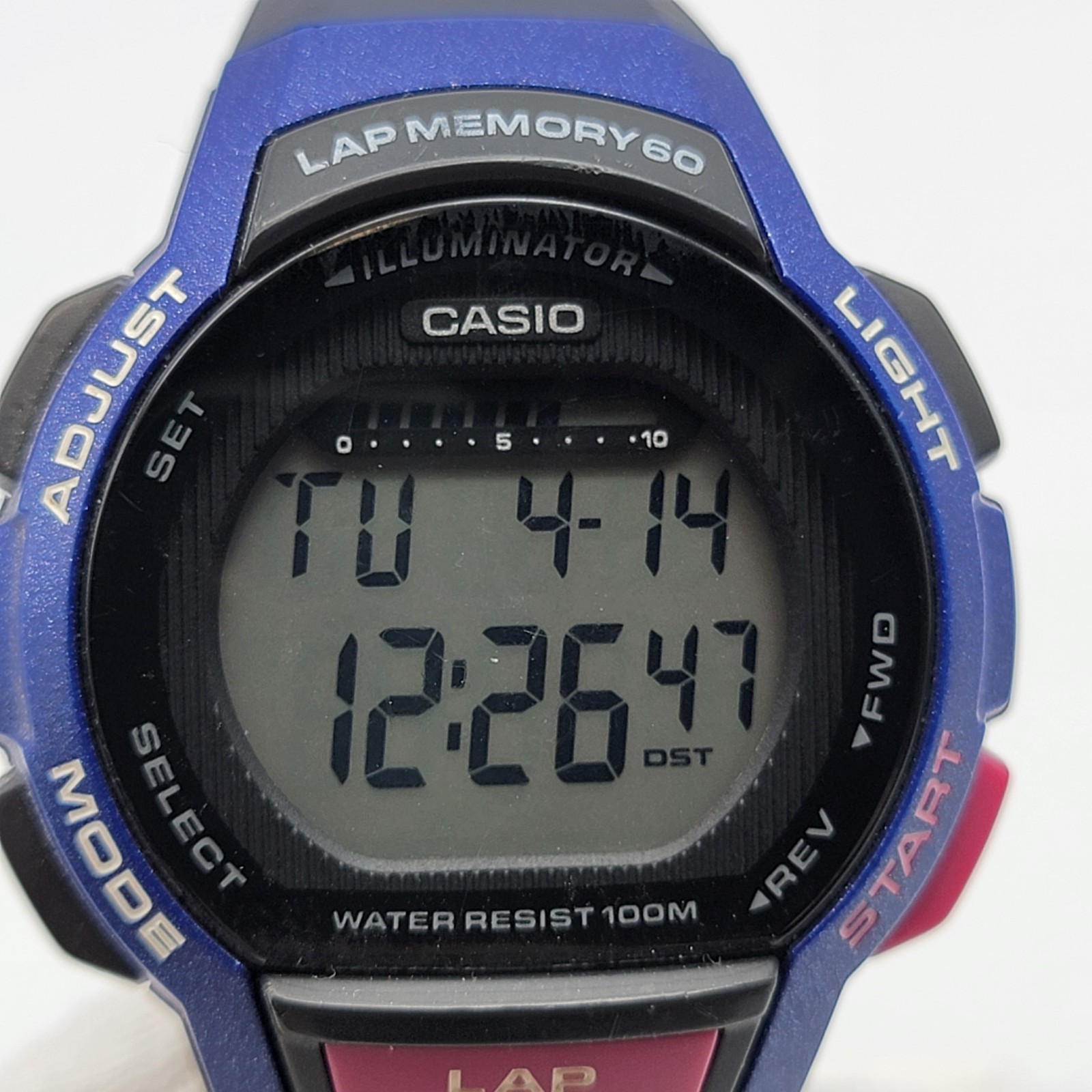 Casio Illuminator Women Digital Watch 37mm Chrono Blue LWS-1000H 10ATM , Runs