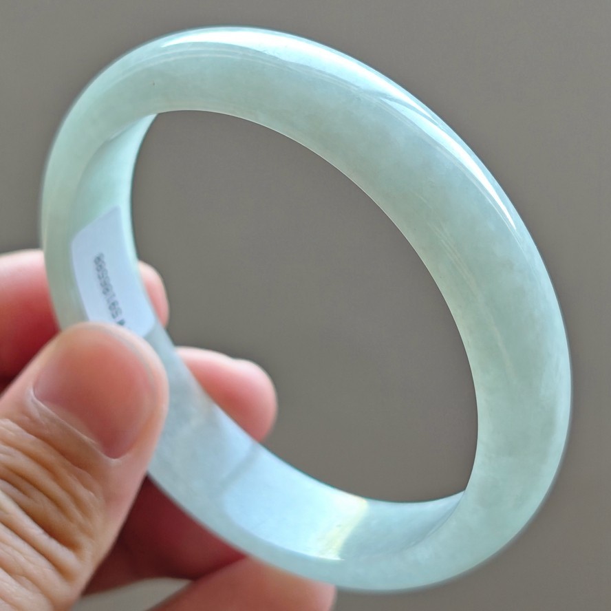 61mm Natural White Jadeite Jade Bracelets Burma Jade Bracelet Bangle 3424