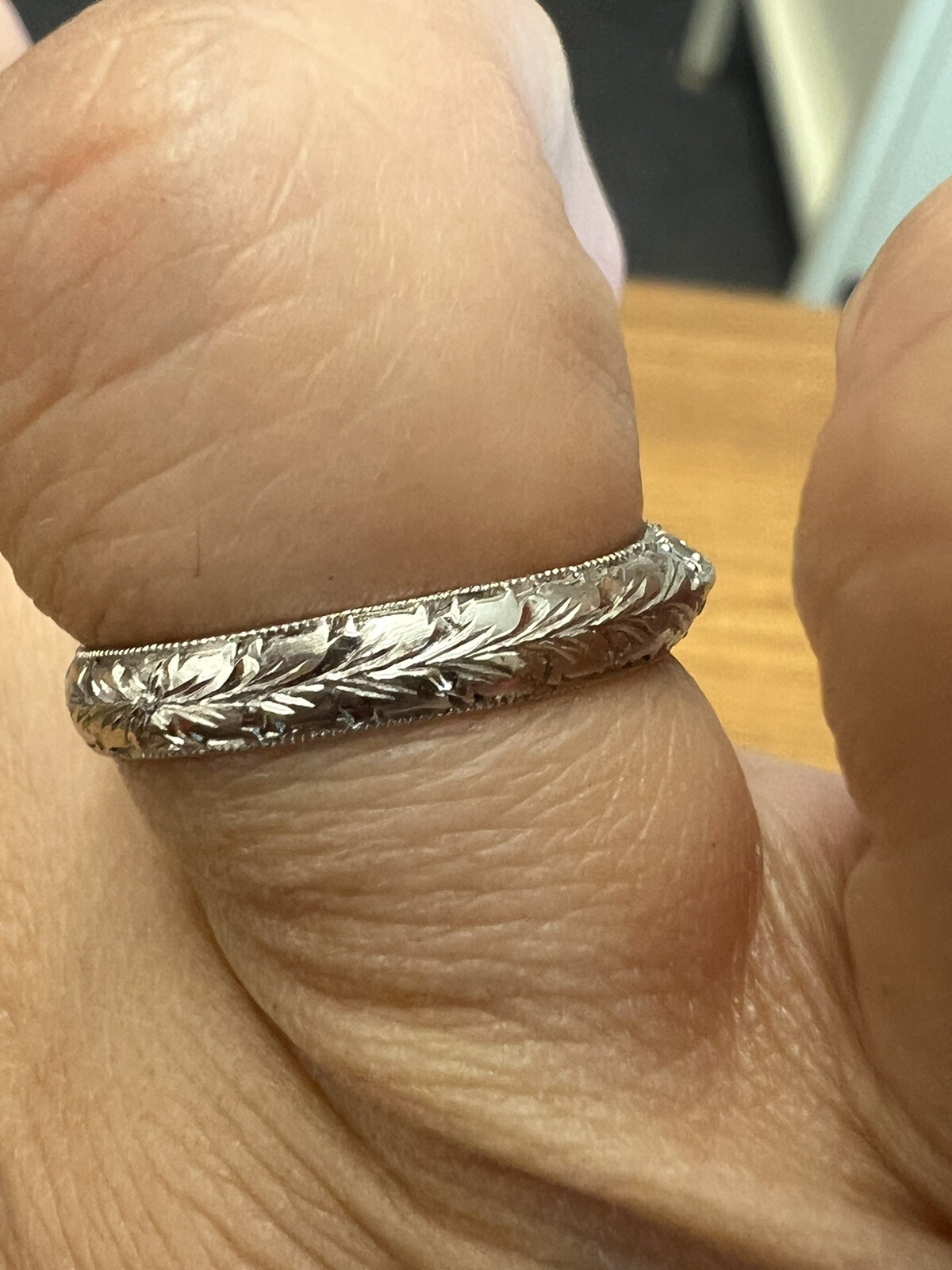 platinum art deco knife edge Double diamond contoured band ring Wedding Curved