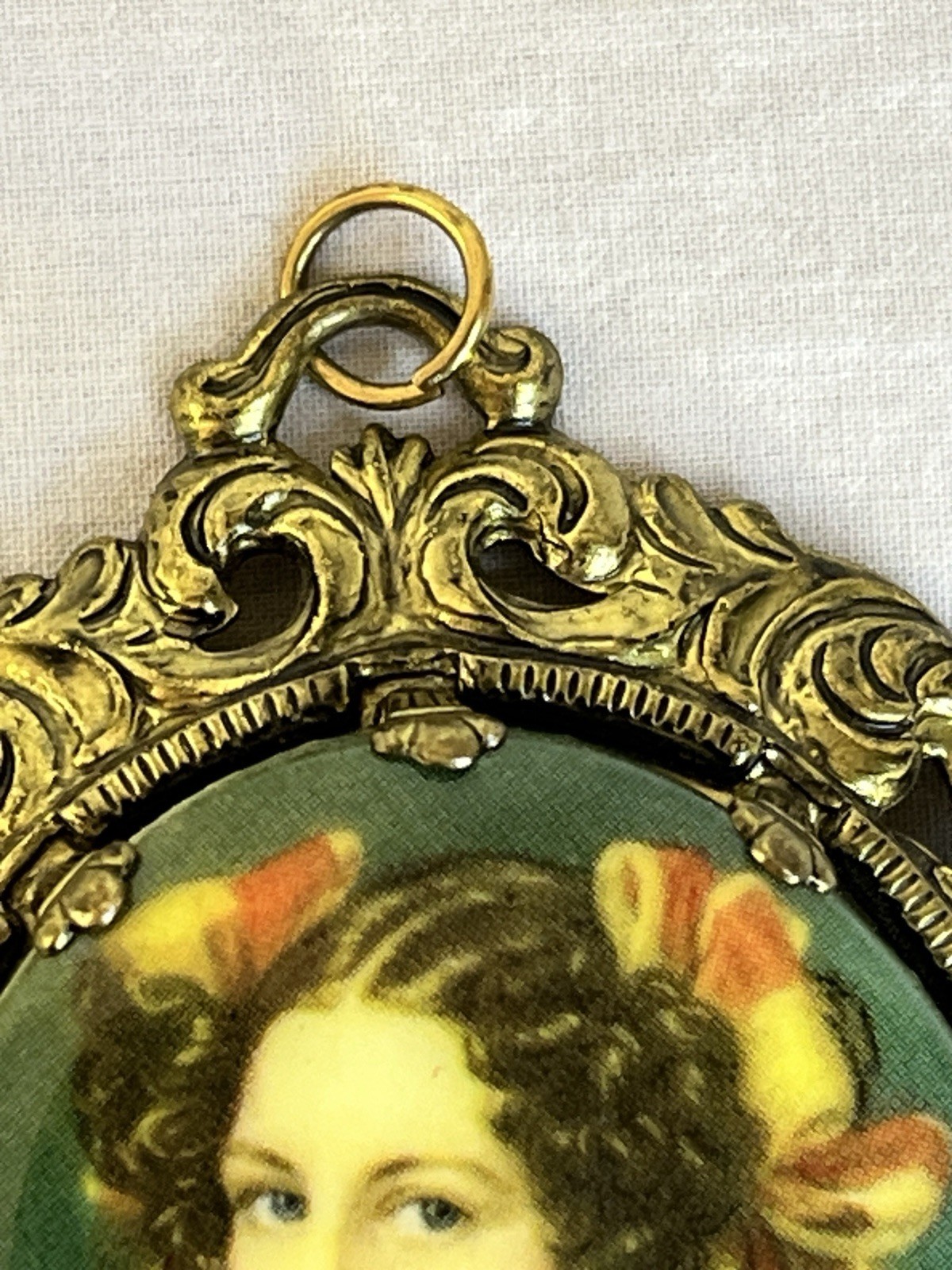 Vintage West Germany Porcelain Woman Necklace Pendant and Earrings Bridgerton St