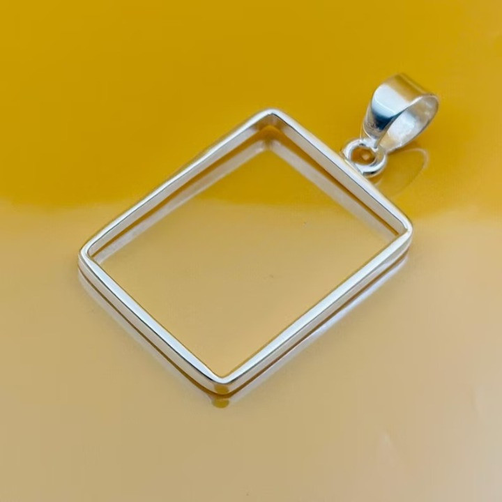 925 Sterling Silver 10x14mm Rectangle Open Bezel Pendant Setting Jewelry