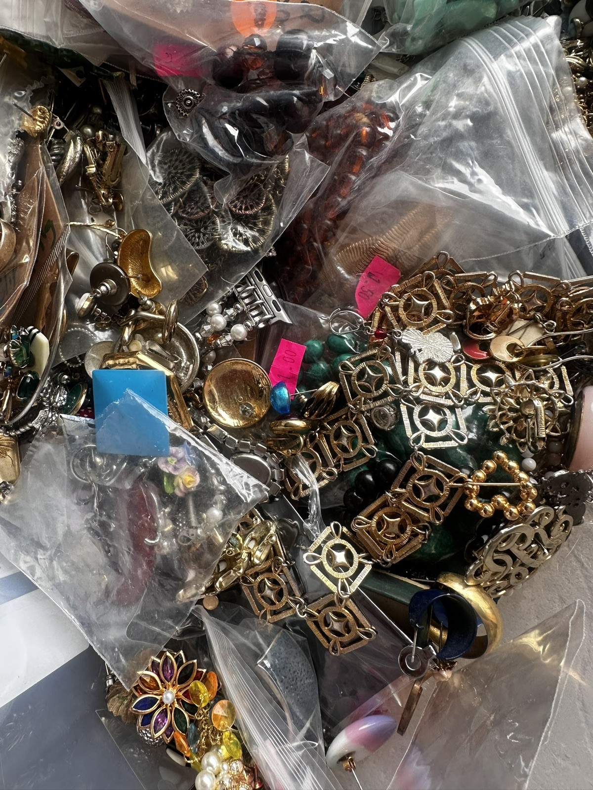 4 Pounds Vintage to Modern Costume Mystery Jewelry Junk Tangled Estate Craft Lot