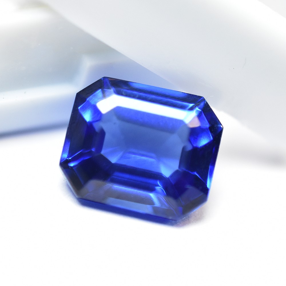 7.70 Ct CERTIFIED Myanmar Natural Blue Sapphire Emerald Cut Loose GEMSTONE