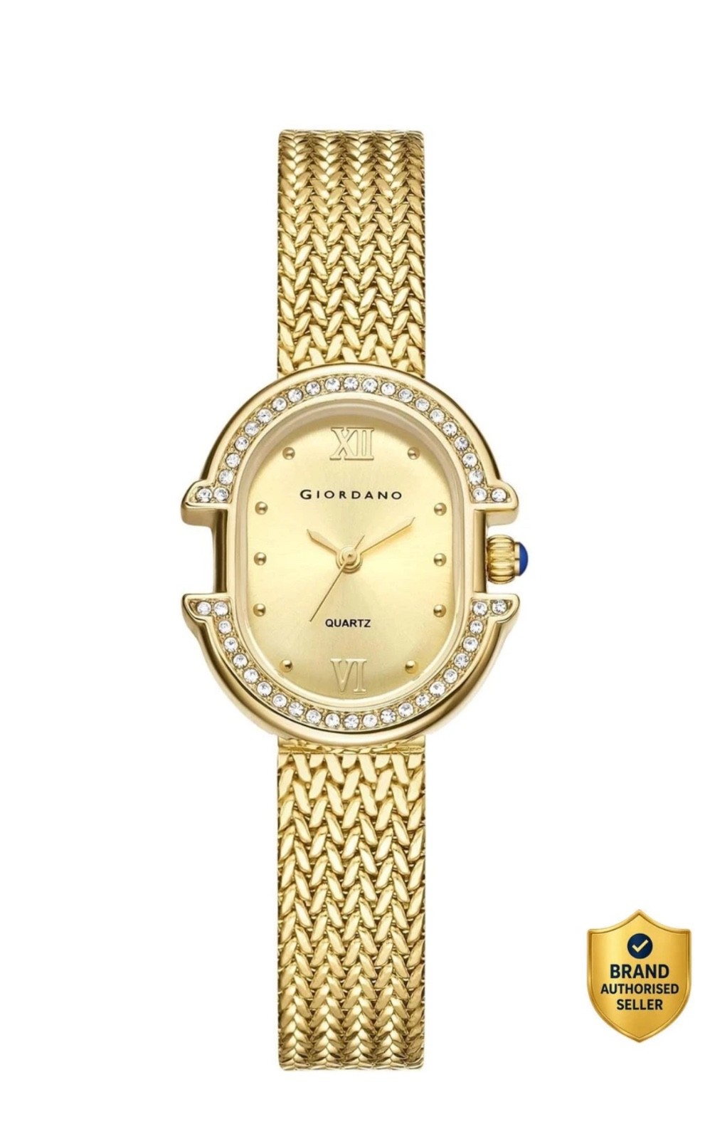 Giordano Women’s Green Dial Quartz Watch Gold Tone Crystal Bezel Stainless Steel