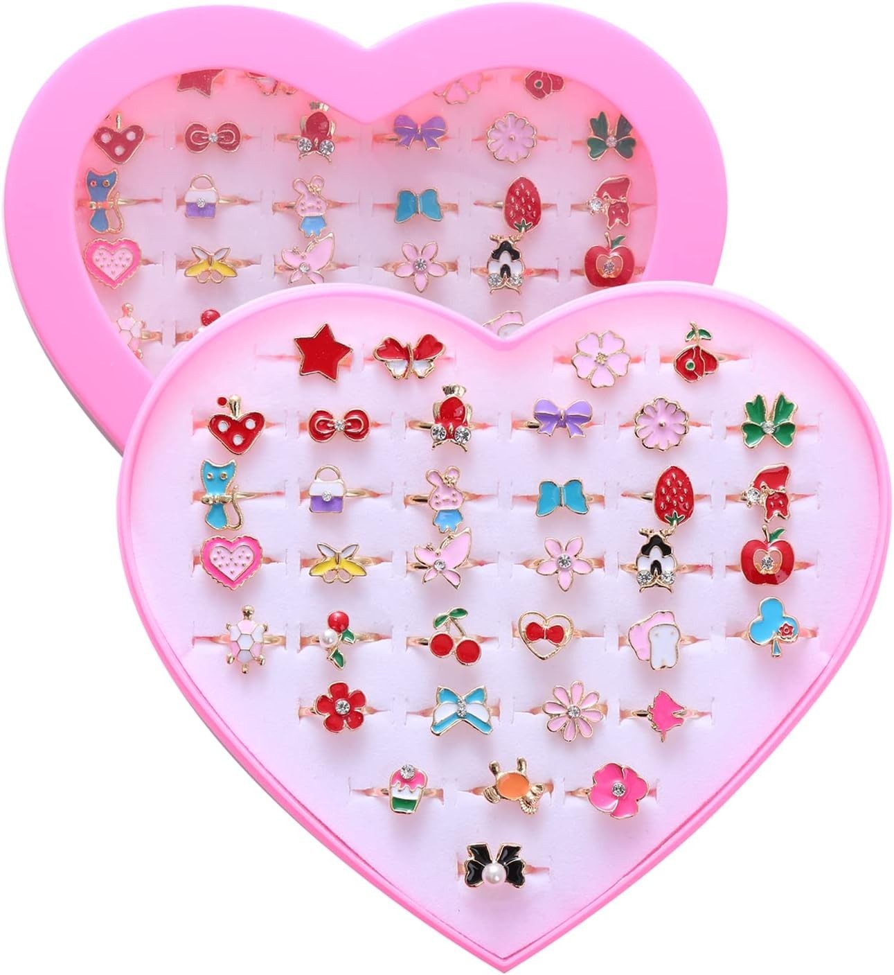 36pcs Girls Adjustable Jewel Rings for Kids, Dress Up Toys, Birthday & Holiday G