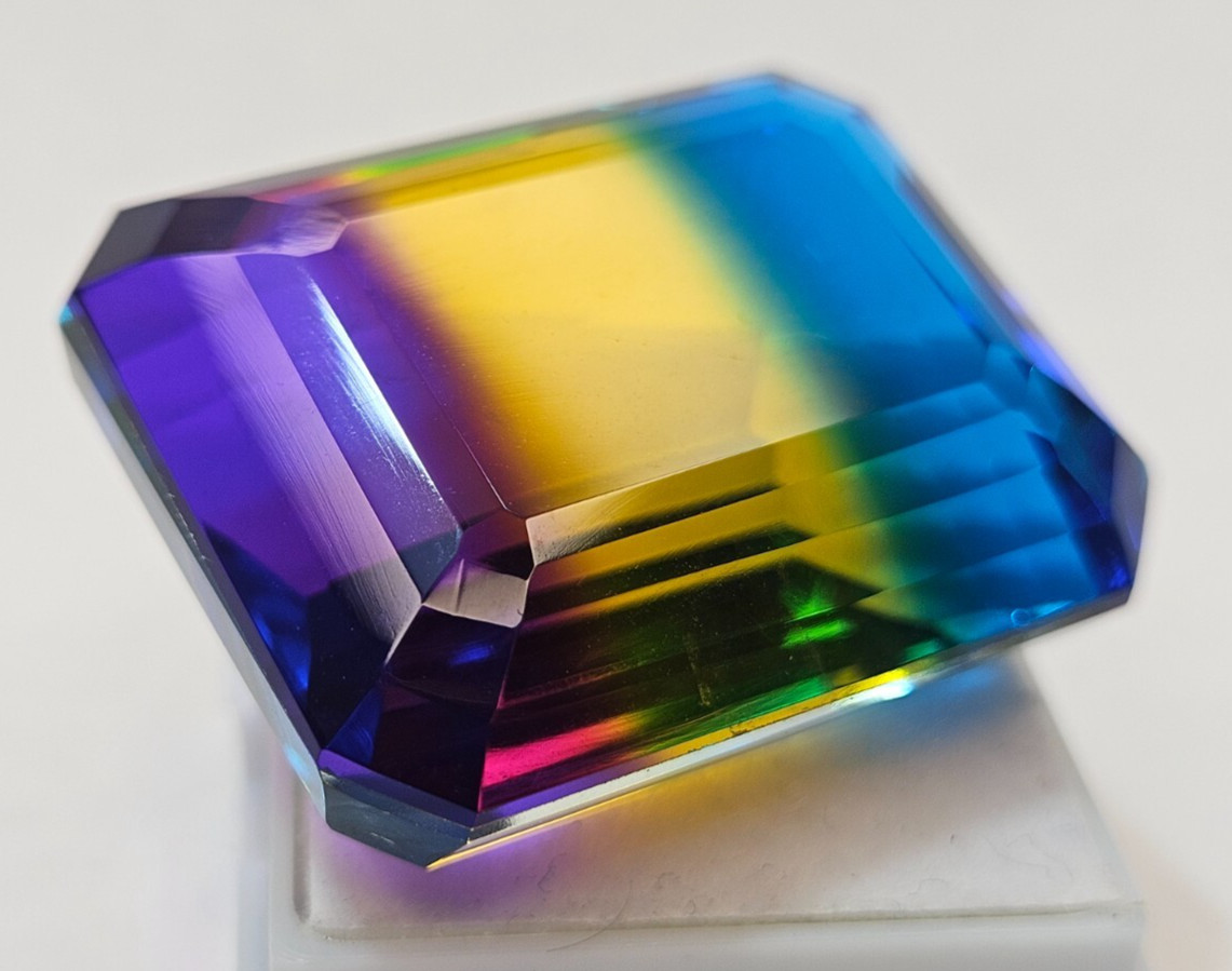 Tourmaline Bi-Colour 100+ Ct Emerald Cut Natural Certified Loose Gemstone