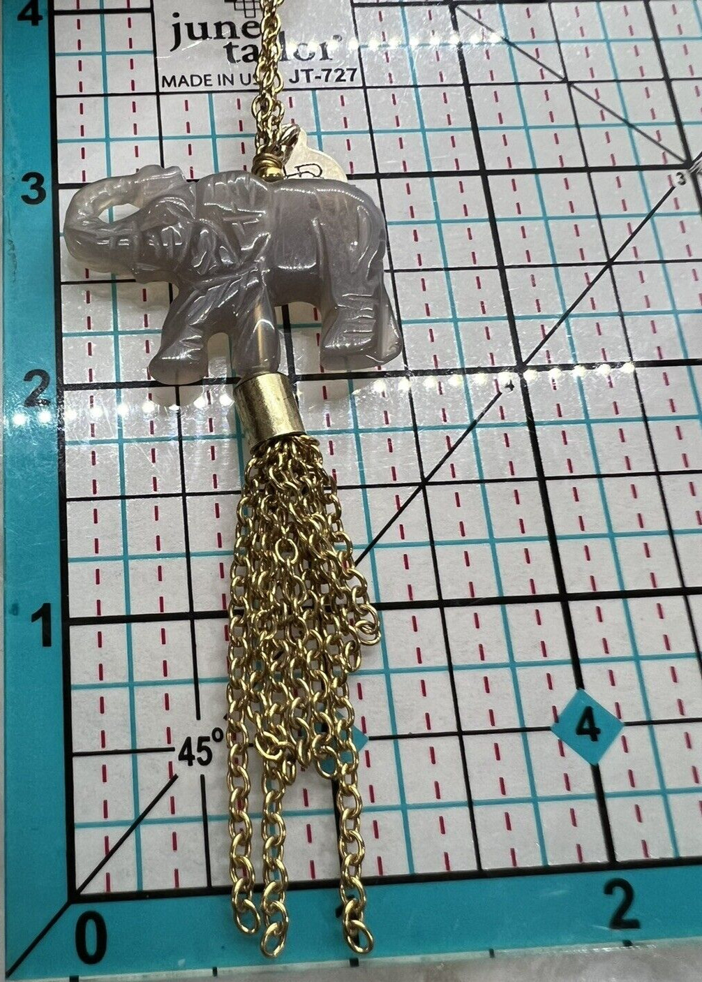 Bourbon And Bowties Flapper Necklace Gold Tone Engraved Elephant 30 “