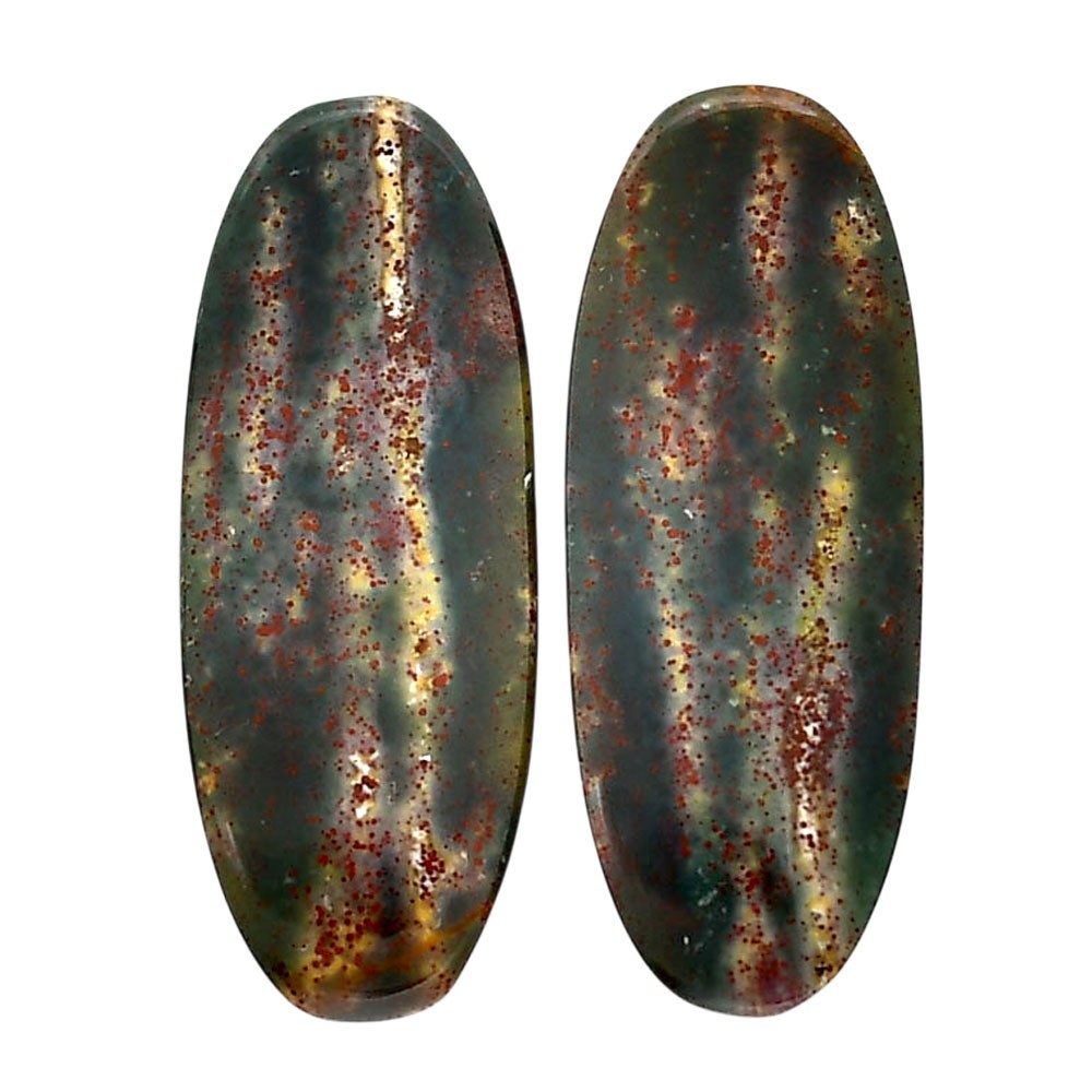 Natural Blood Stone Pair 11.6×30.3×4.5 mm Oval Polished Gemstone LS32-04545