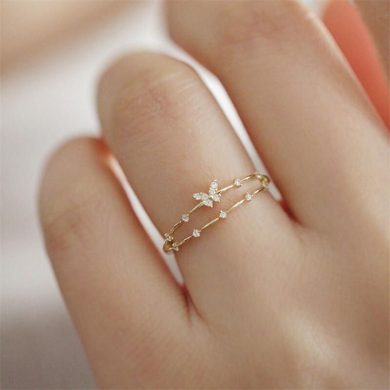 Dainty Double Layering Butterfly Ring in 925 Sterling Silver