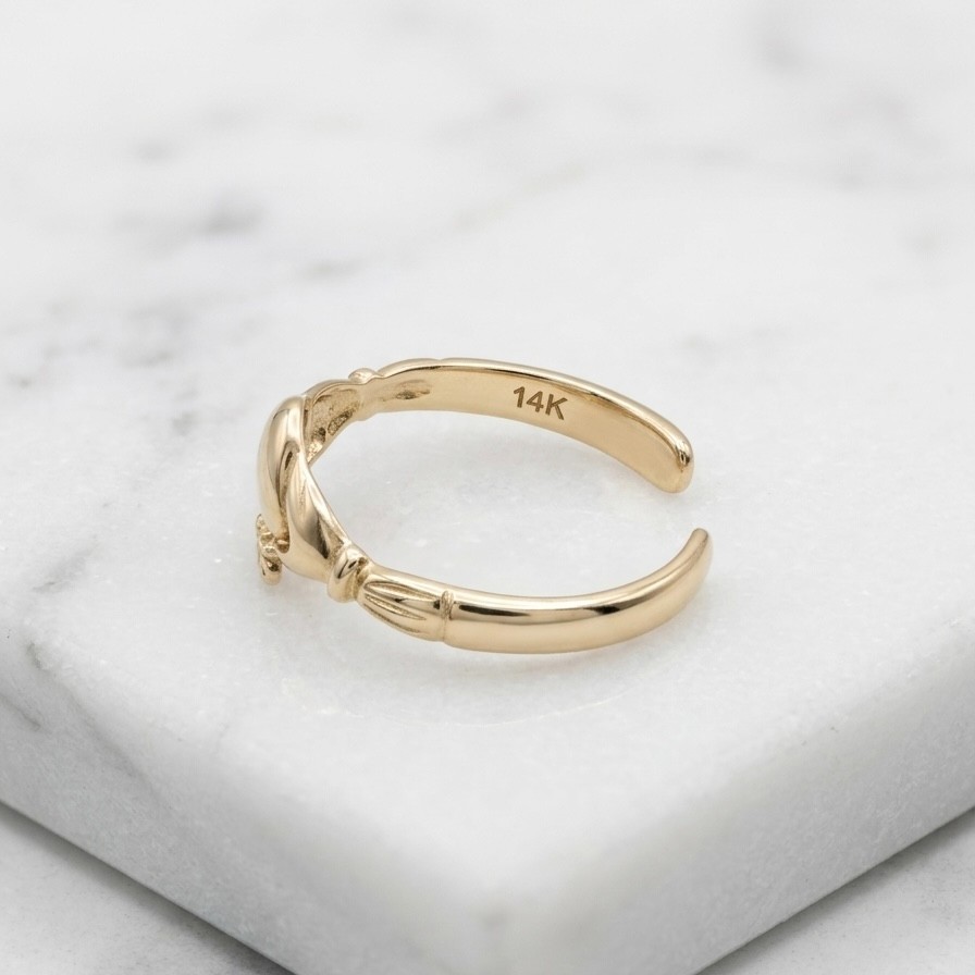 Adjustable Irish Celtic Claddagh Toe Ring REAL Solid 14K Yellow Gold