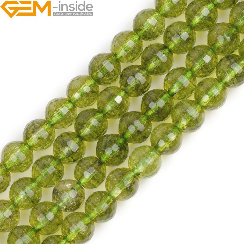 Faceted Gemstone Green Peridot Loose Beads For Jewelry Making Strand 15″In Lots