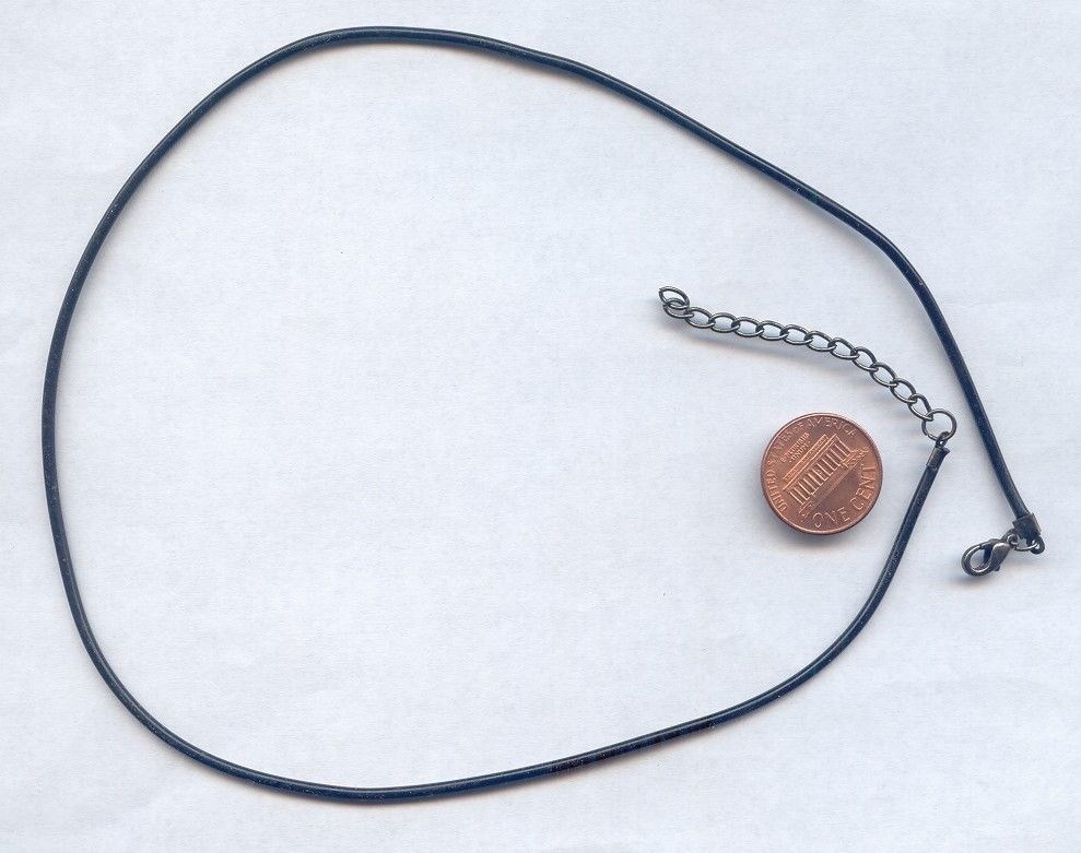 3 VINTAGE GUN METAL BLACK ELASTIC STRETCH CORD ADJUSTABLE 17.5″ NECKLACES 1112