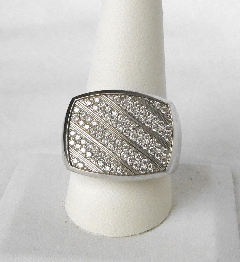 Handsome 14k White Gold Mens Diamond Ring .85ctw Hi Quality Heavy 13.3gr Sz 10.5