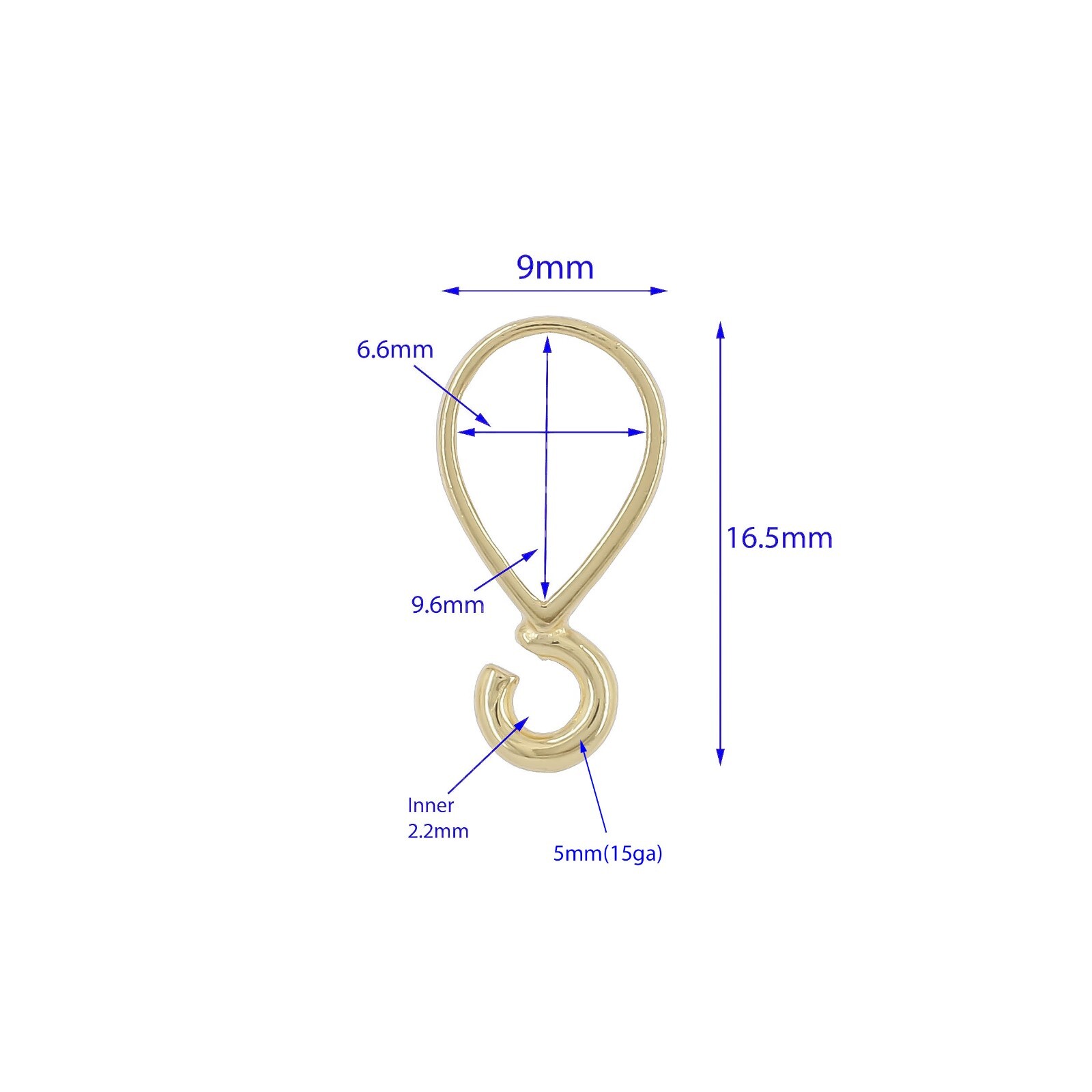 Gold Plated Sterling Silver Slider Pendant Bail with Heavy Duty Open Loop #97928