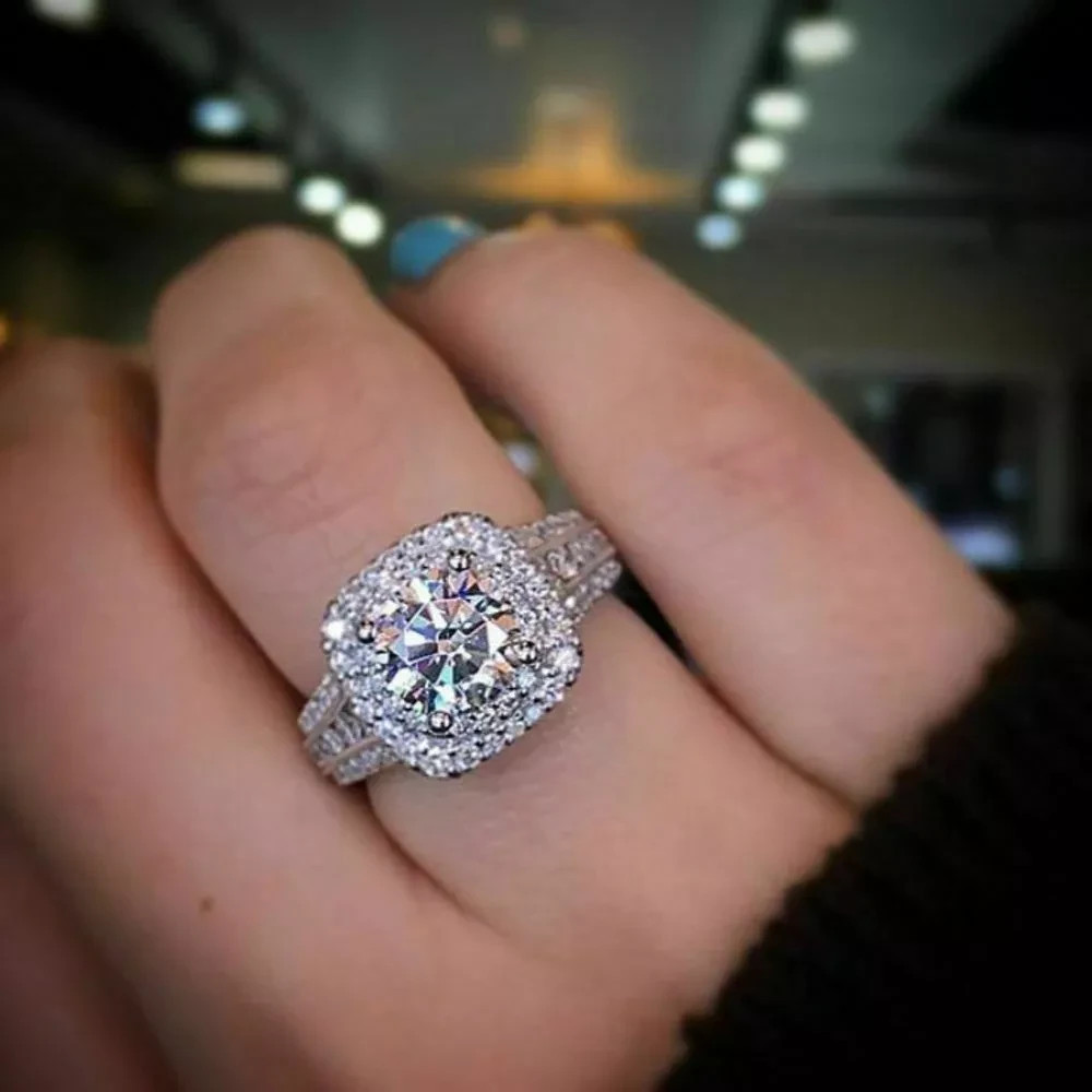 3.20Ct Lab Created Round Diamond Engagement Ring Solid 14k White Gold Finish