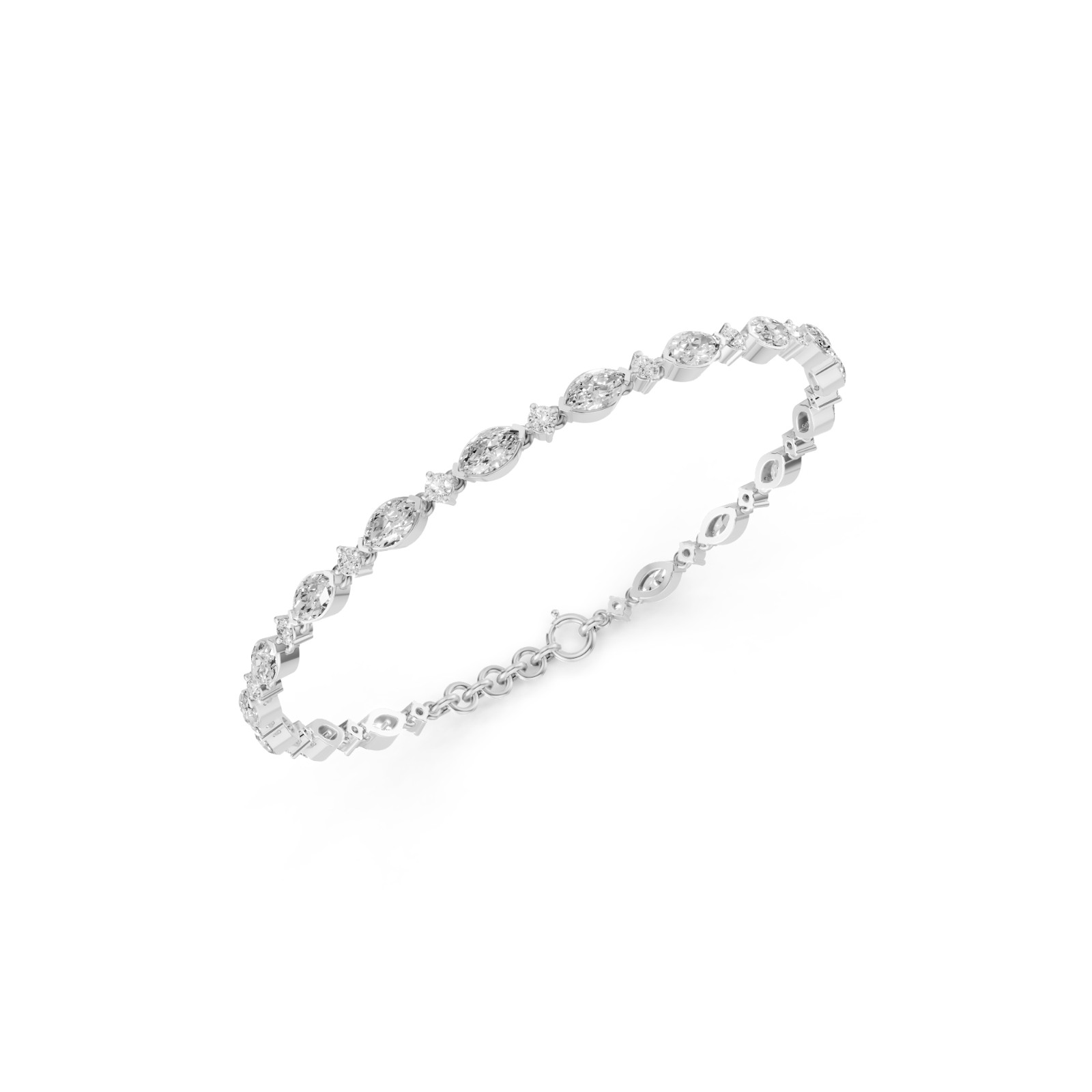 Station Chain Tennis Bracelet Marquise & Round Lab Grown Diamond