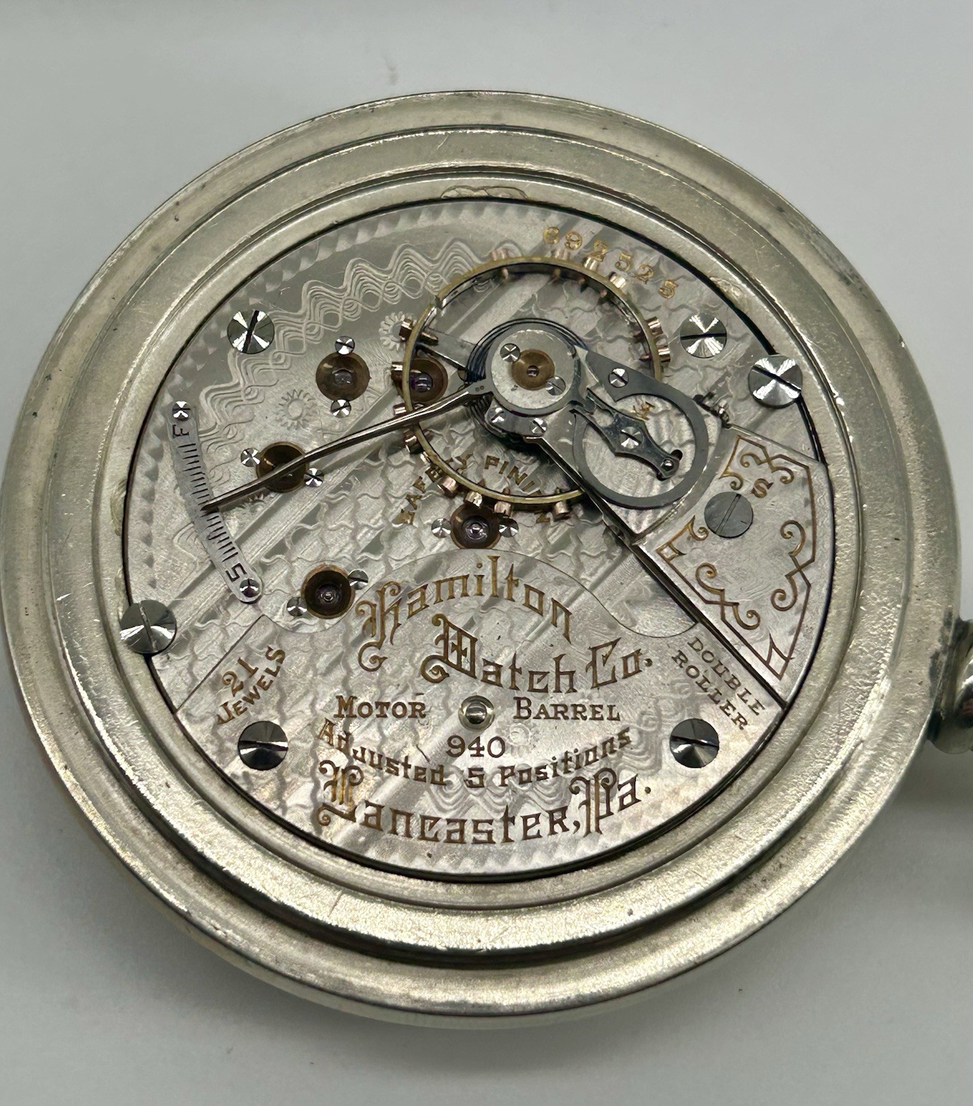 1911 Hamilton 940 Railroad Pocket Watch 21 Jewel Lever Set 18 Size Running