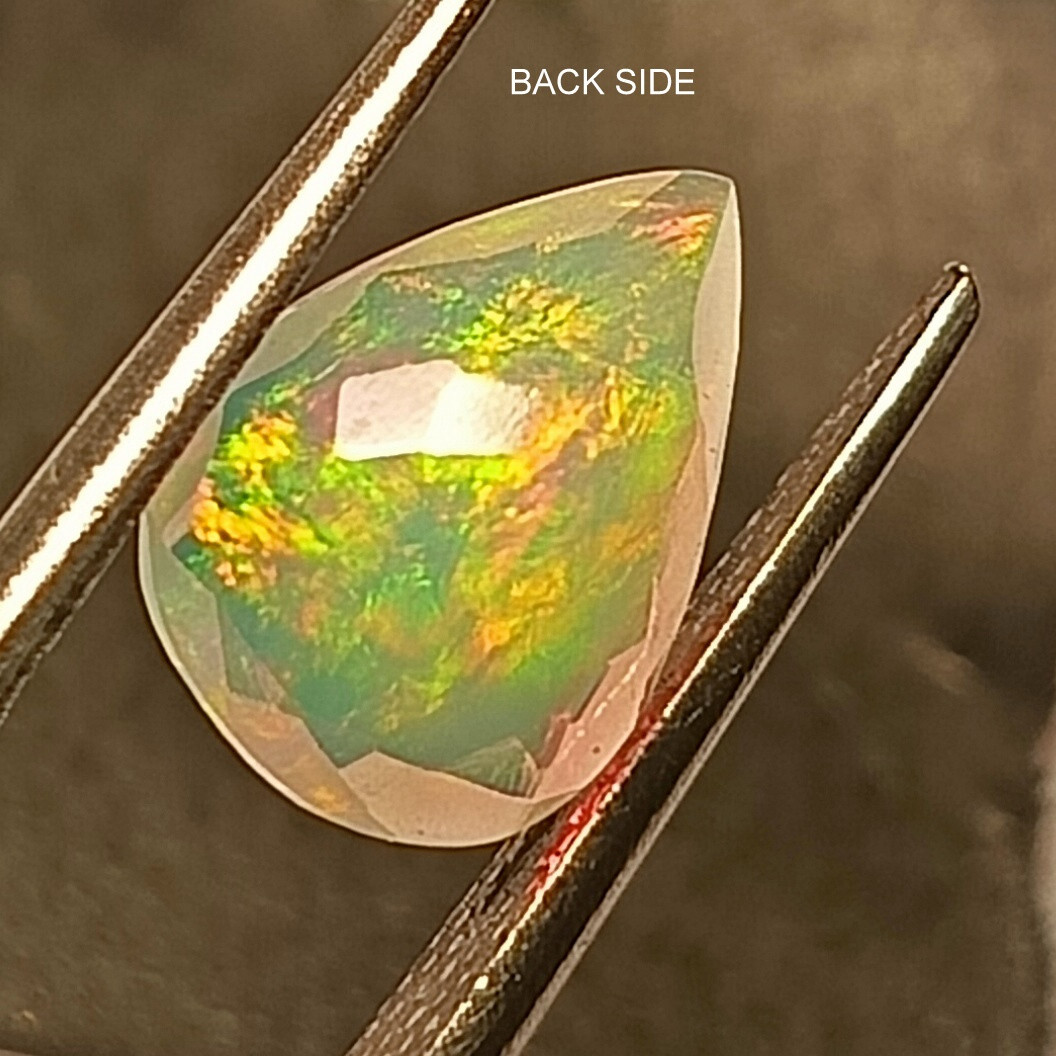 1.55 Carat Natural Ethiopian Fire Opal Play Of Color Faceted Pear Shape Gemstone