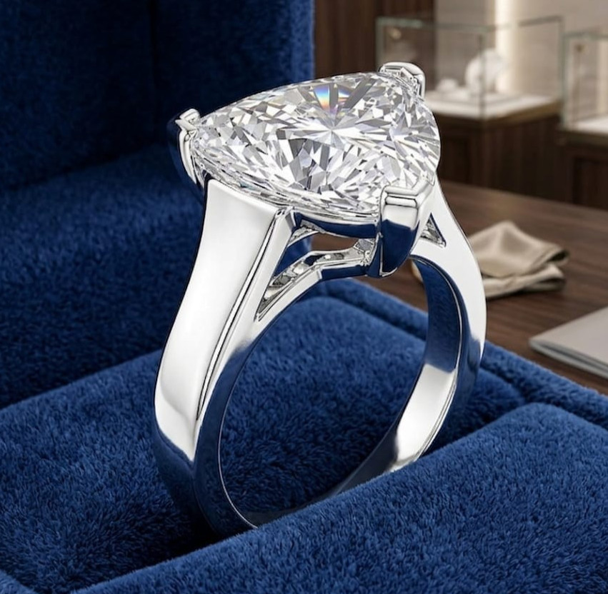 RARE 4.30 Ct Certified Trillion Cut White Natural Diamond Ring White Gold Finish