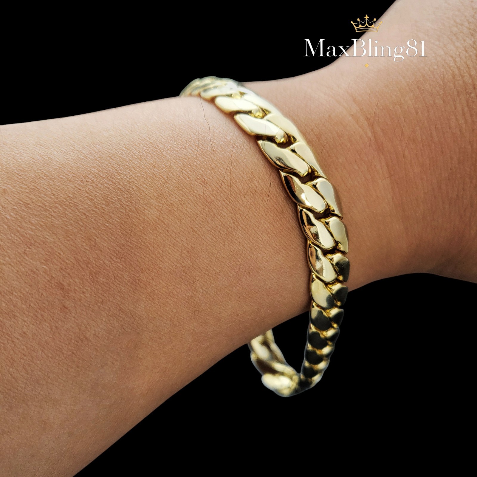High-End Quality Brass Gold 14K Stamped 10mm 9″ Bracelet Fashion Cuban Chain