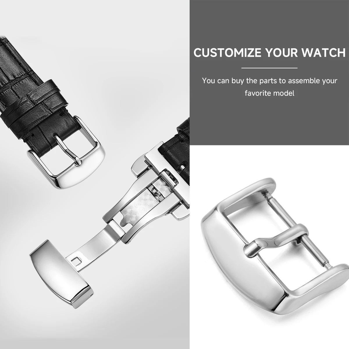 Watch Buckle Stainless Steel Pin Clasp 10 12 14 16 18 20 22 24mm Strap Accessory