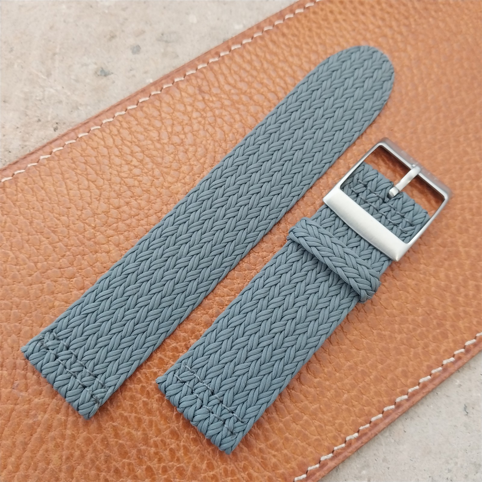 22mm Gray Eulit Palma Pacific Braided Perlon Two-Piece Field Watch Strap
