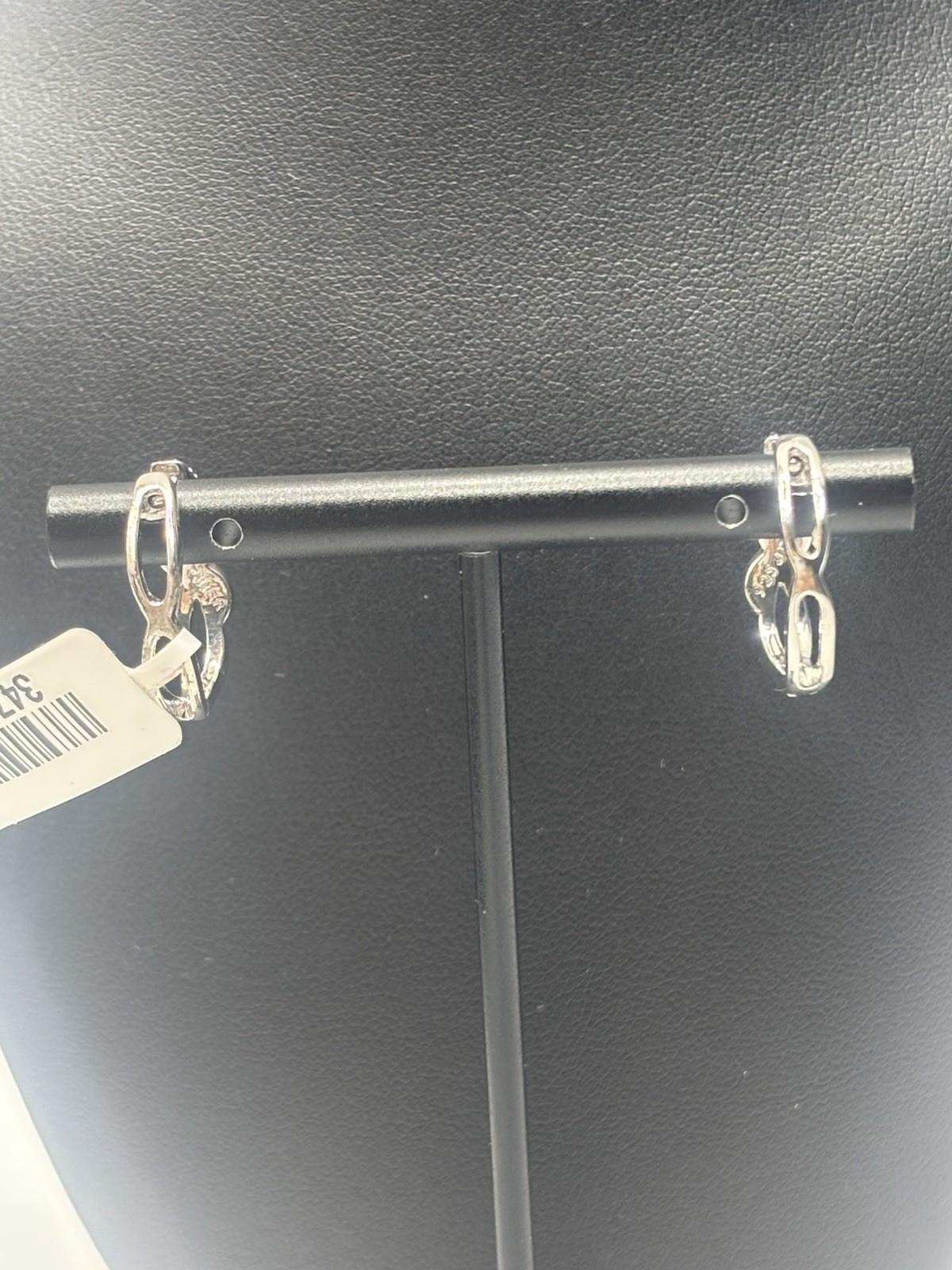 Blue & White Diamond Sterling Earrings Silver 925 Fine Jewelry Dainty