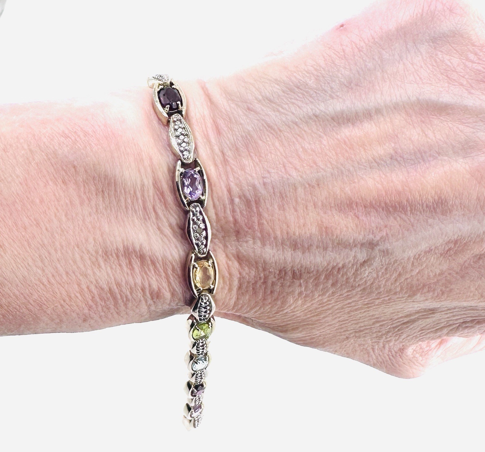 Vintage FAS multi-gemstone Vermeil Sterling 925 Bracelet