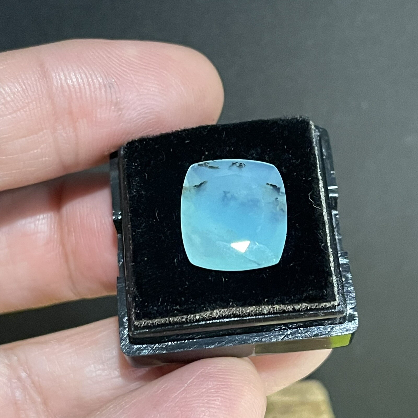 5.15ct 14.7×12.6x48mm Fine Blue Peruvian Opal Ring Cabochon Loose Faceted Gem