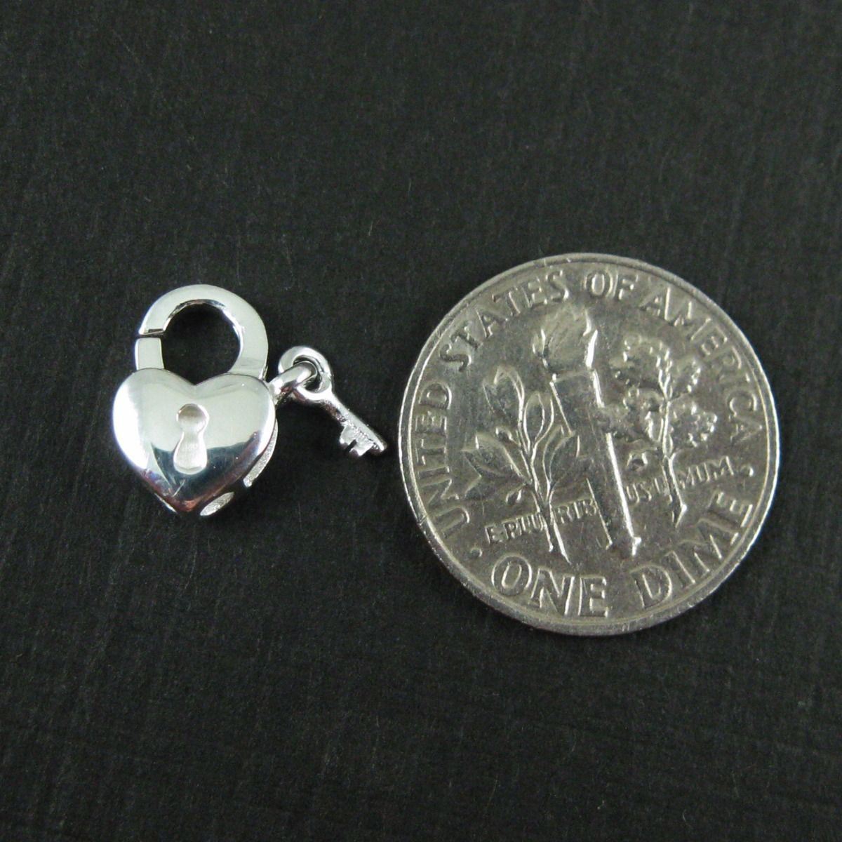 Sterling Silver Heart Lobster Clasp – Heart with Lock and Key Shape Clasp Charm