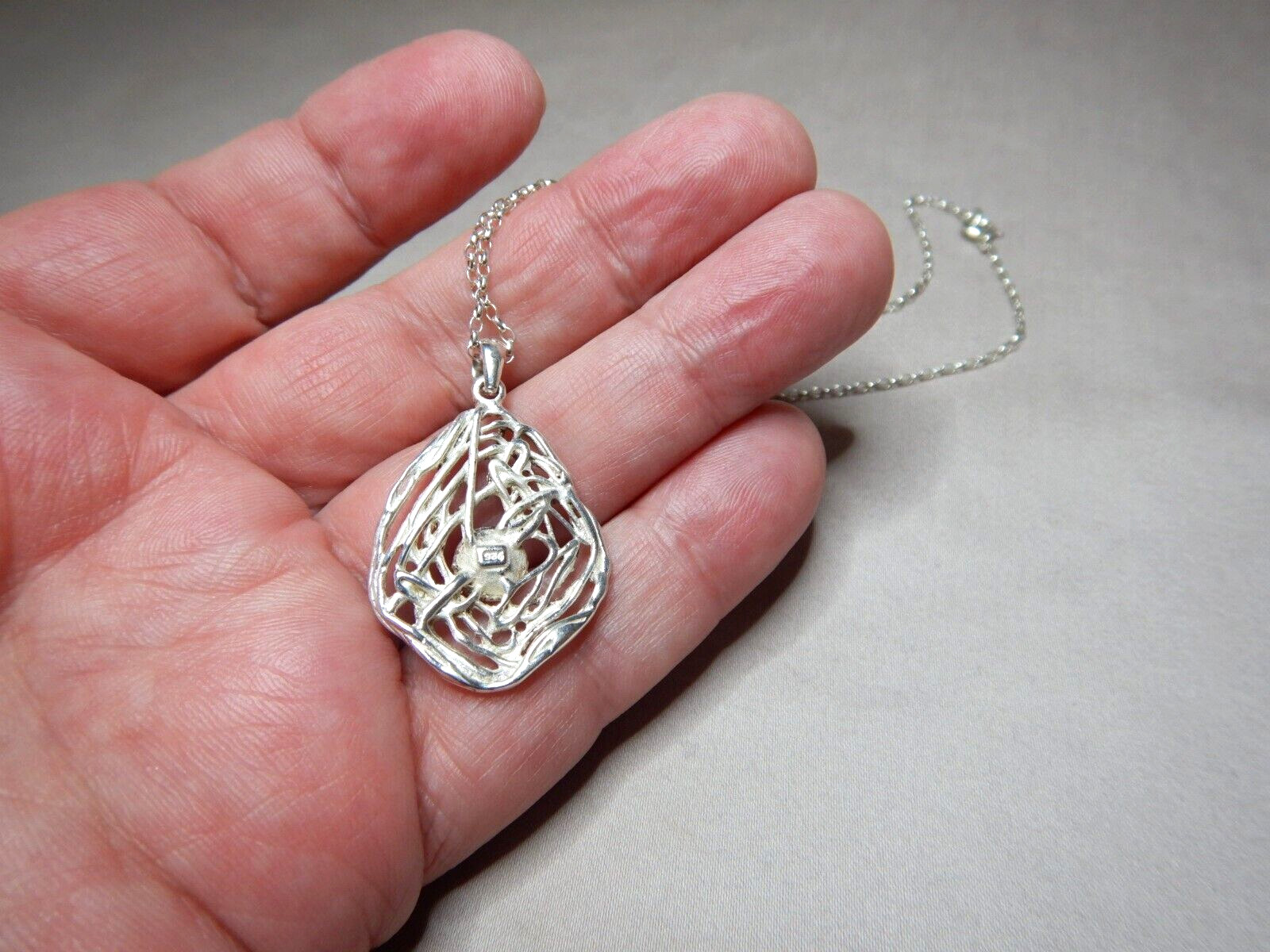 VINTAGE STERLING SILVER AND PEARL PENDANT CHAIN NECKLACE 2886