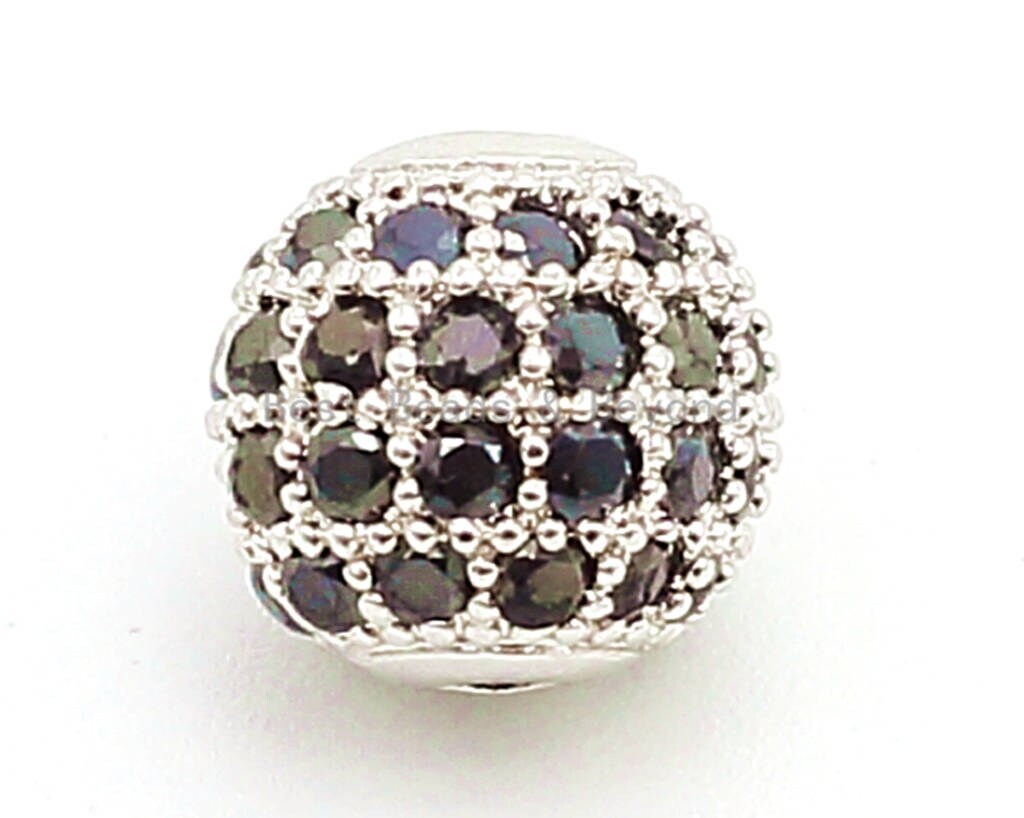 Black CZ Pave Ball Spacer Beads Charm/Pendant for Jewelry Making, 6/8/10/12mm