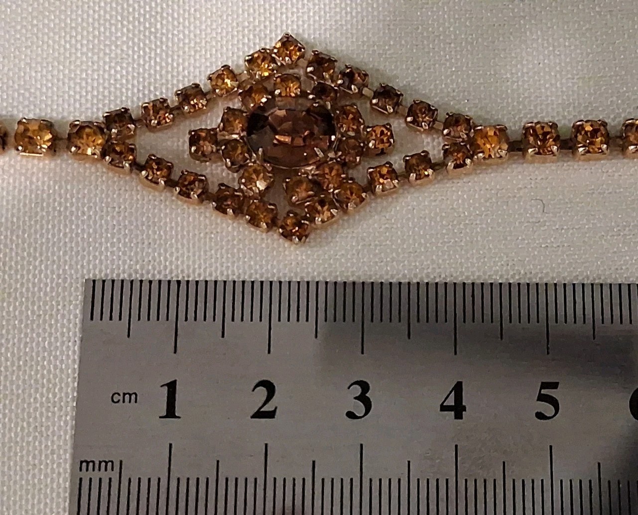 Vintage ArtDeco Style Topaz Amber Color Rhinestone Cocktail Tennis Bracelet