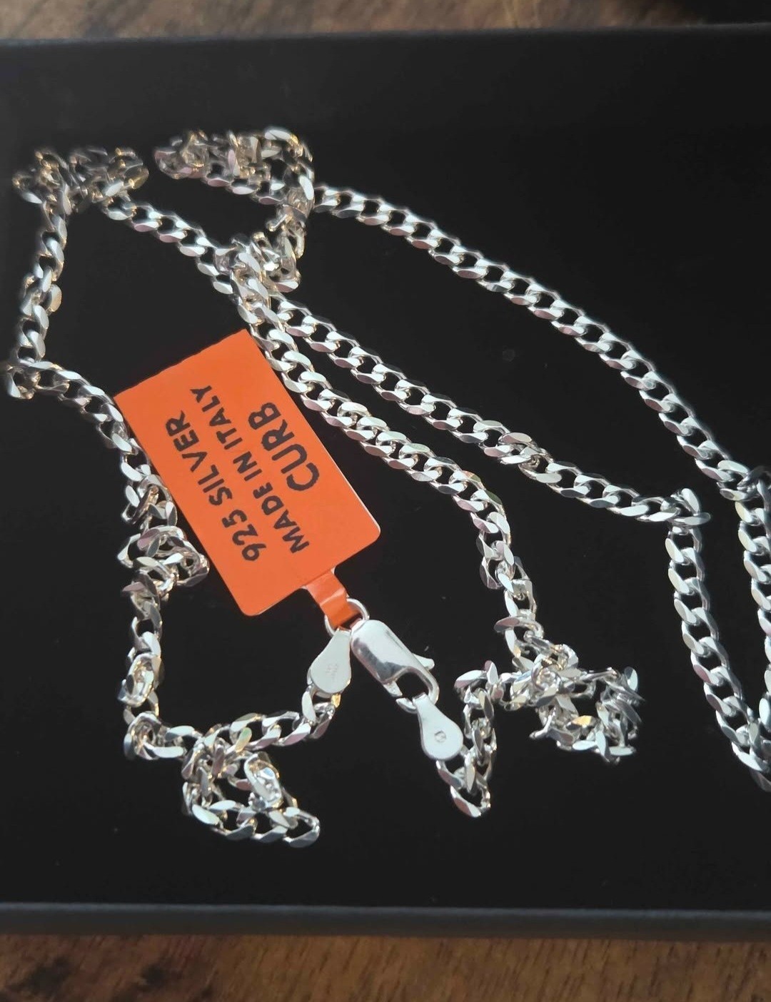 925 Sterling Silver Curb Chain Necklace 3.6mm 26″ 15g Italy Diamond Cut New