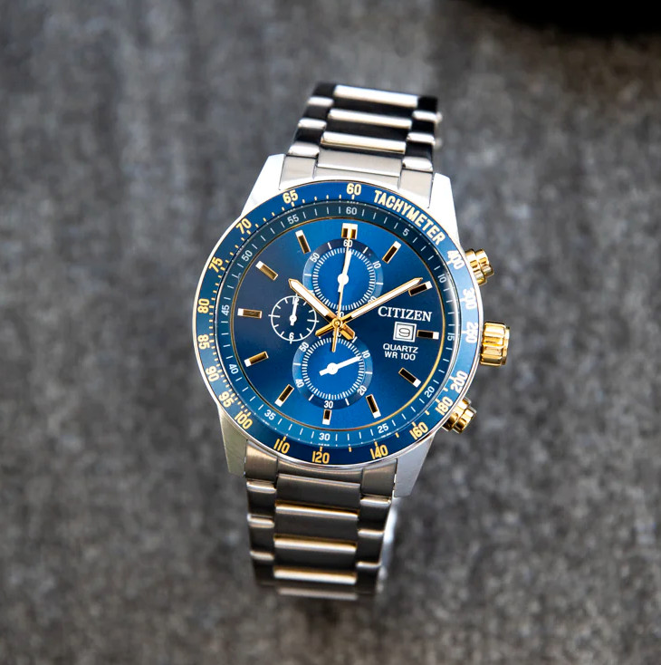 Citizen AN3684-59L Blue Analog Gold Tone Chronograph Quartz Men’s Casual Watch
