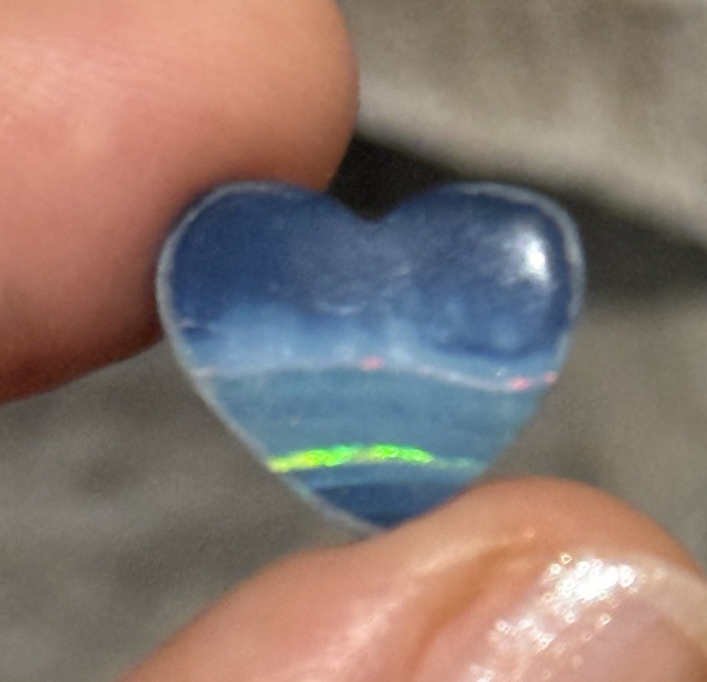 7.5ct 15.3x13x4.3mm Blue Australian Doublet Opal Heart Shaped Cabochon Gem