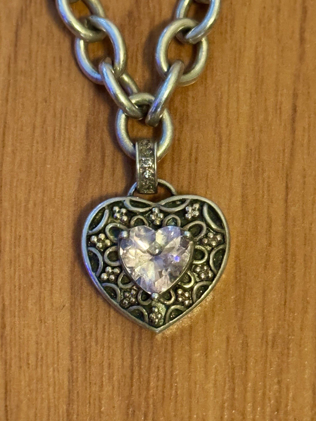 Sadye L. Vassil 14k Gold & 925 Sterling Pink Heart Topaz Toggle Necklace 59grams