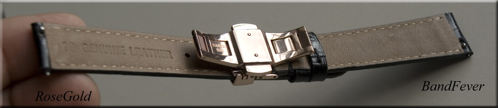 18mm Rose Gold Butterfly Deployant Buckle Double Push Spring Watchband Clasp