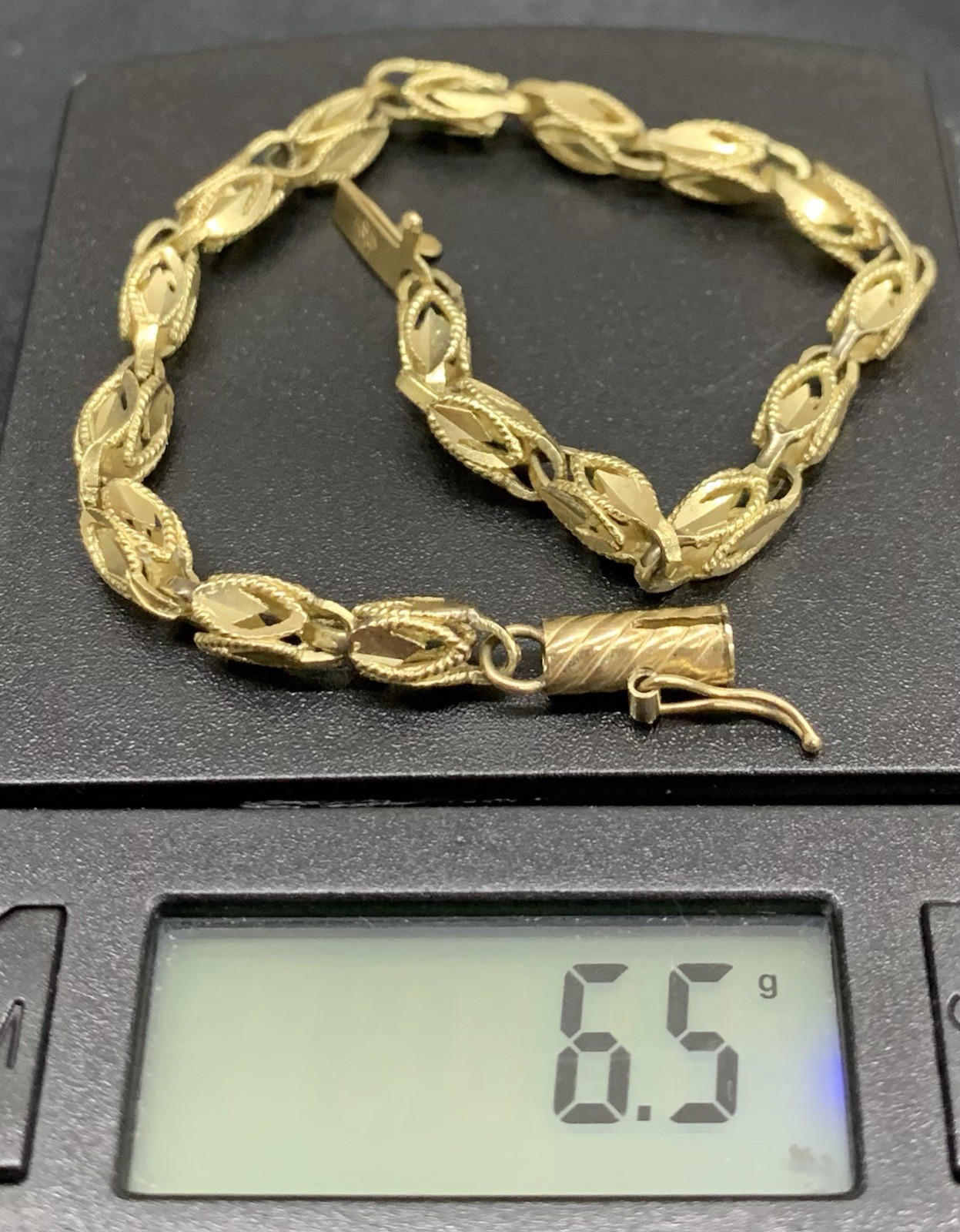 10k Yellow Gold Turkish Link Diamond Cut Rope Bracelet 4mm 7” 6.5g
