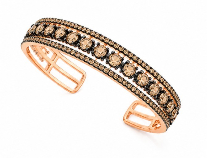925 Sterling Silver Champagne Moissanite Cuff Bracelet Rose Gold Black Rhodium