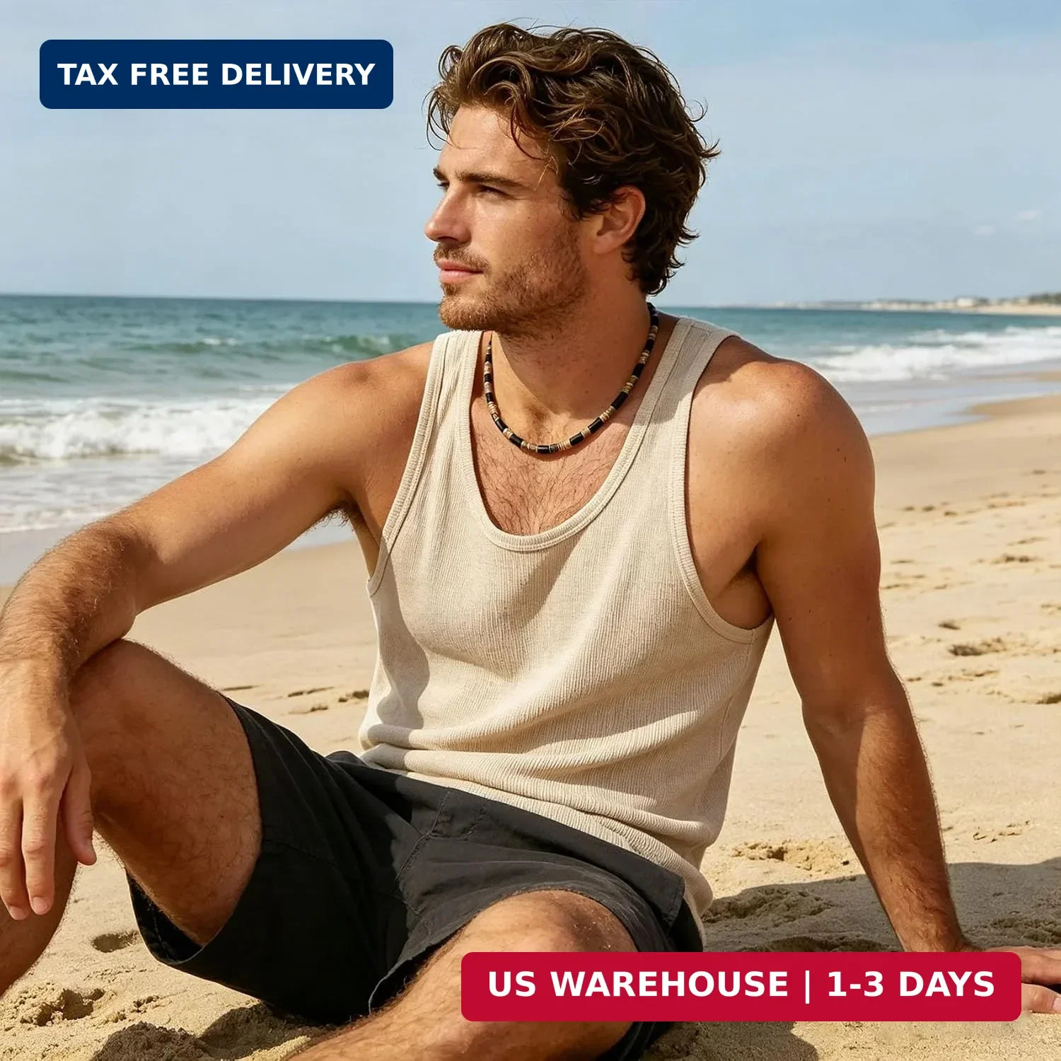 MIFYNN Surfer Necklace for Men Beaded Choker Necklace Puka Shell Necklaces Brown