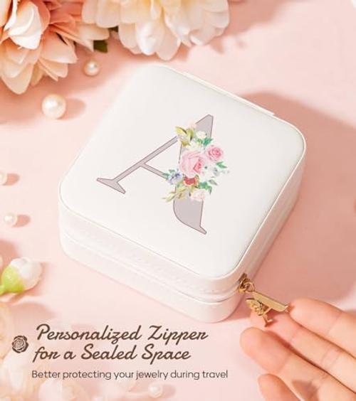 Travel Jewelry Box for Girls: Traveling Ring Case Gift for Women – A White