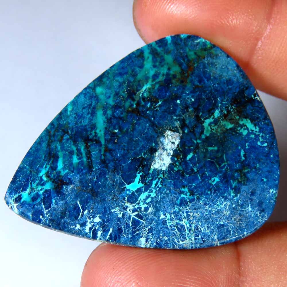 63.20Cts Natural Designer Azurite Shattuckite Pear Cab 33x41x5mm Top Gemstone