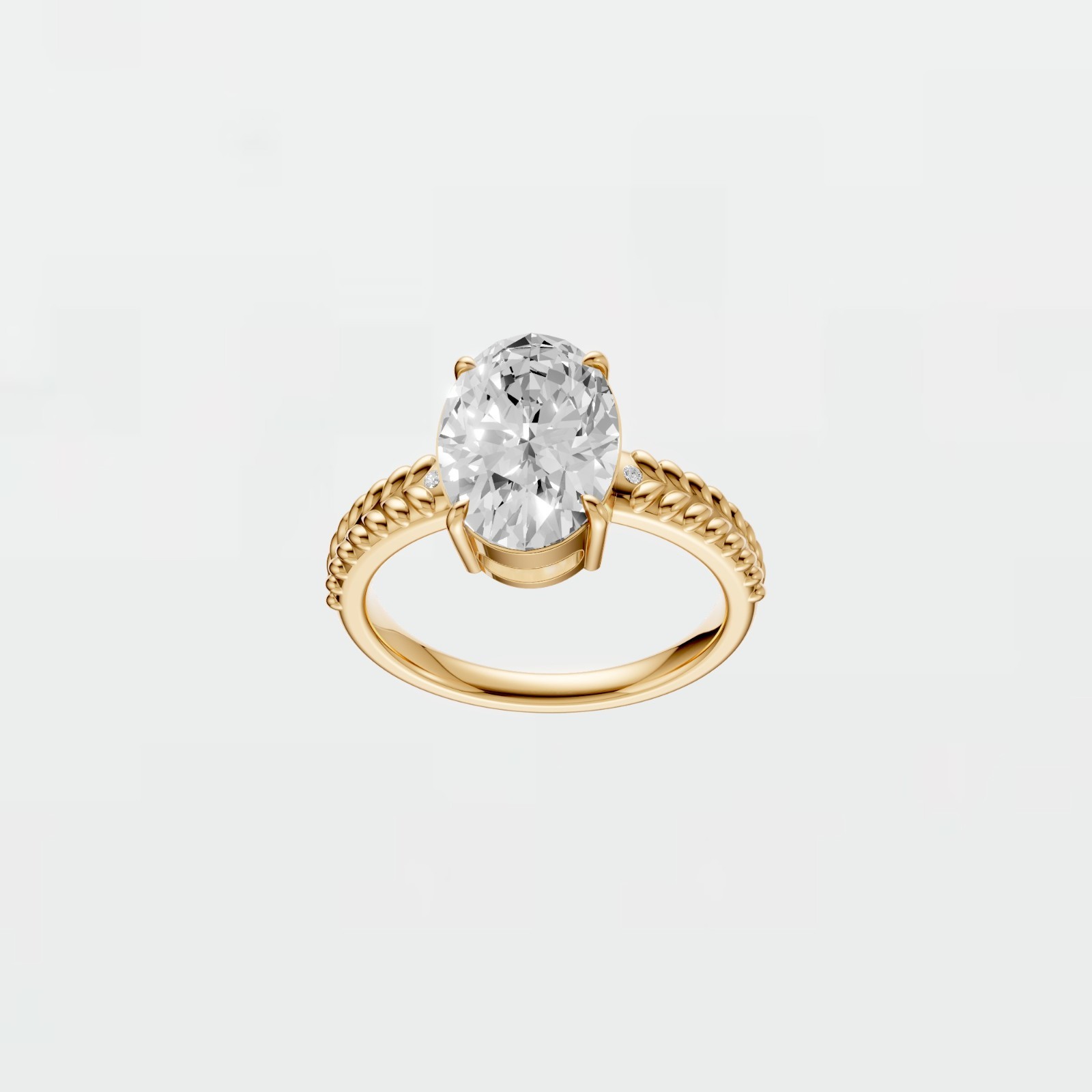 Three Stone Oval Lab Diamond Prong Set Solitaire Engagement Ring