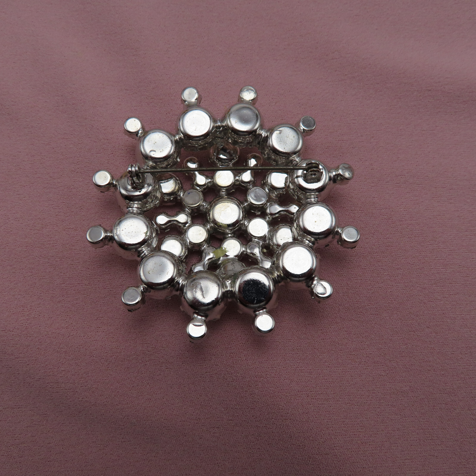 Juliana Rhinestone Vintage Brooch Pin Clear Faceted Crystal 2.5 inch Dome 147h