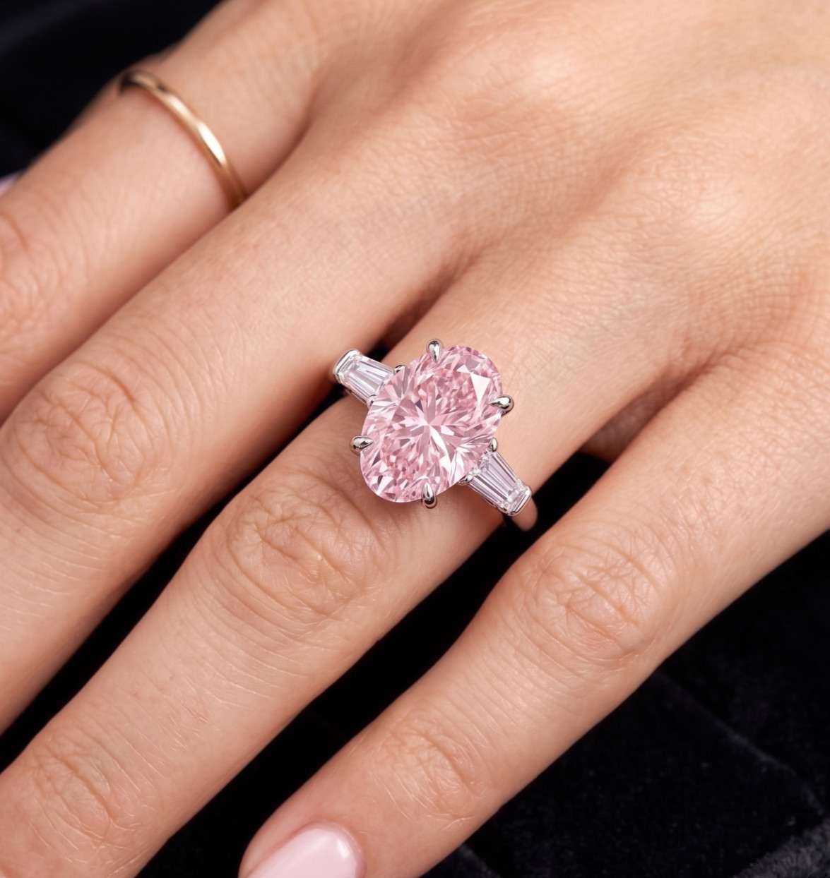 8.00 Ct Certified Oval Shape Pink Natural Diamond Ring VVS1 White Gold Finish