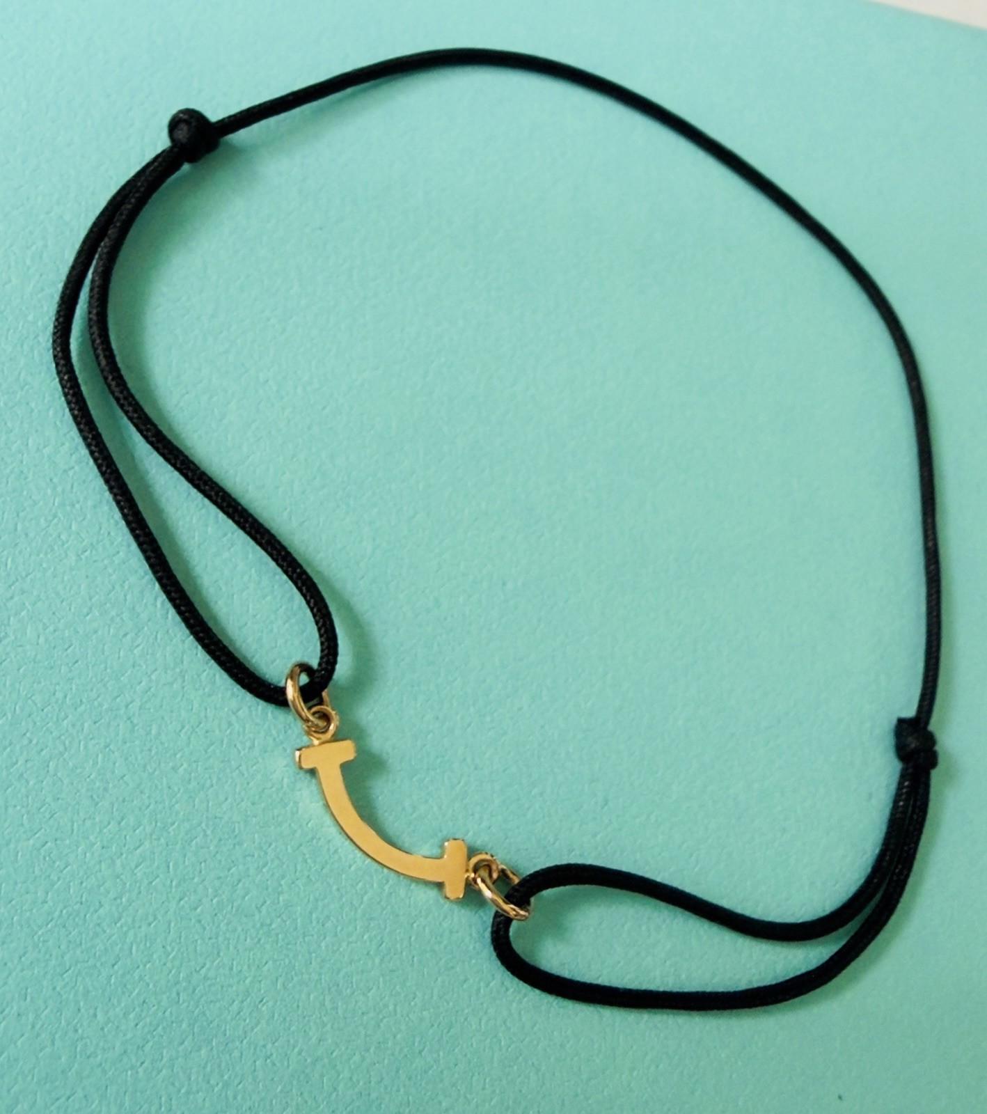 Tiffany & Co. Bracelet T Smile 71393968 Polyester Black Cord #M-XL 750RG