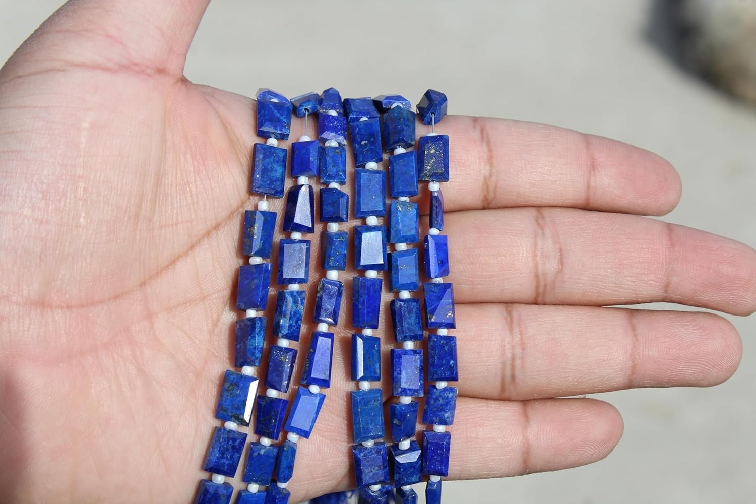 Natural 37 Pieces Smooth lapis lazuli nugget shape gemstone beads 4×10 MM approx