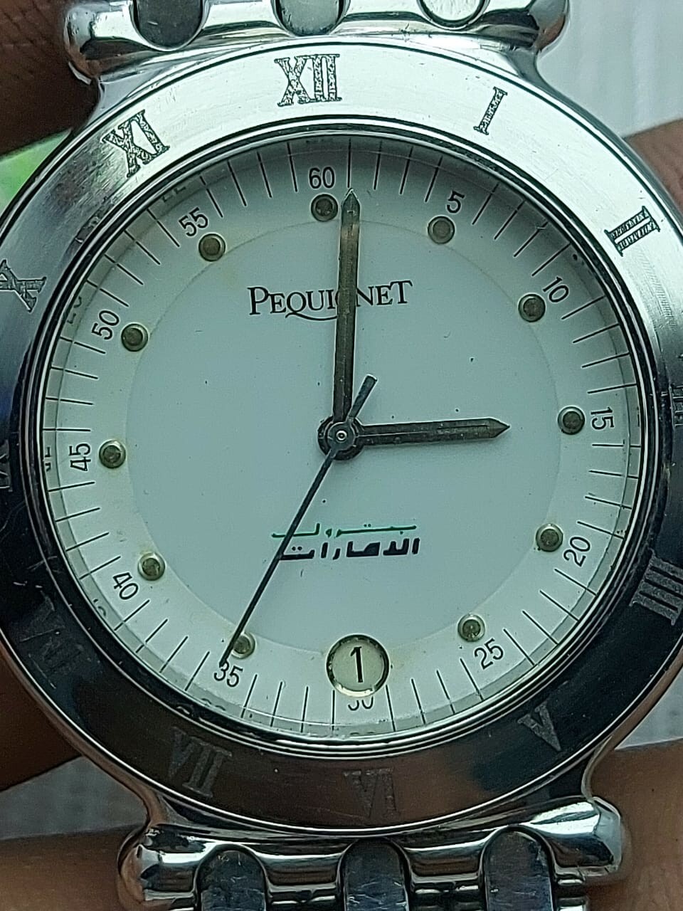 Pequignet Watch U.A.E Gifted Dial All Steel Mens Quartz 37mm Sapphire Crys Swiss