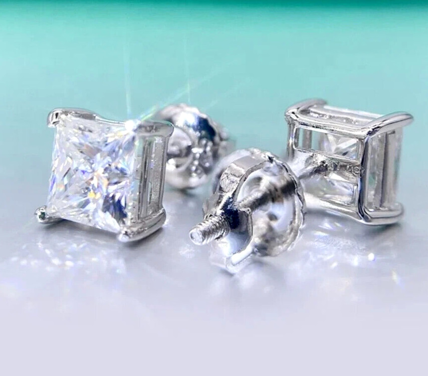 2.50 Ct Certified Off White Diamond Solitaire Studs 925 Silver Great Shine